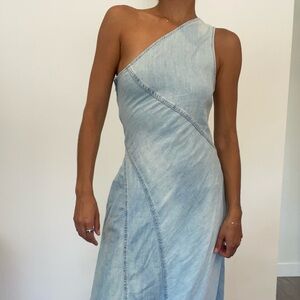 Zara one shoulder denim dress